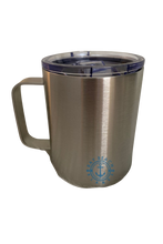 Load image into Gallery viewer, 12 oz double wall insulated stainless steel Coffee Mug (Camp Mug) comes with a leakproof sliding lid with square handle. - Bay Beach Blanks
