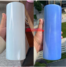 Load image into Gallery viewer, 20 oz  UV Colour Change Sublimation Skinny Tumbler - Bay Beach Blanks Sublimation tumblers epoxy and crystalac tumbler makers colour change blue 
