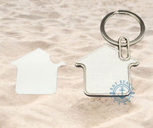 Load image into Gallery viewer, Sublimation Metal Key Chain - Bay Beach Blanks house shape is double sided for sublimation to customize. These would be great for realtors gifts for first time home buyers
