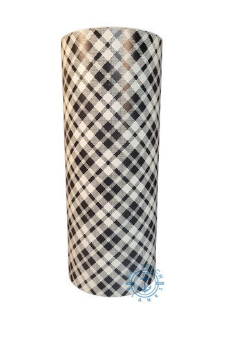 Black and White Plaid -quality adhesive vinyl, sticker crafting vinyl, holographic, mirror, fish scale, tumbler makers, Starbucks cold cup vinyl, Crystalac / Hyperion tumblers, travel cups, Epoxy tumbler makers, Niagara Falls Ontario Canada Craft supplies
